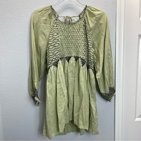 Free People Tunic Top Mini Dress Sage Combo - Picture 2 of 13